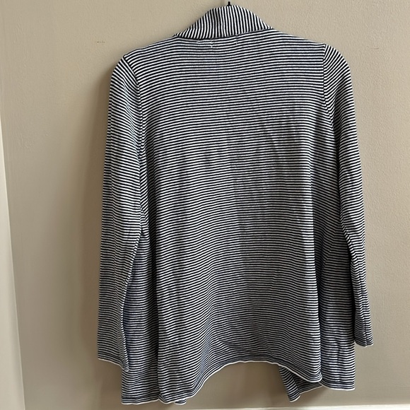 Jason Maxwell Black White Stripe Open Front Cotton Cardigan Medium NWT - Picture 9 of 10